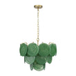 Load image into Gallery viewer, Farmhouze Light-Mid-Century Forest Green Swirl Glass Round Tiered Chandelier-Chandelier-Brass-
