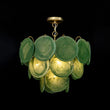 Load image into Gallery viewer, Farmhouze Light-Mid-Century Forest Green Swirl Glass Round Tiered Chandelier-Chandelier-Brass-
