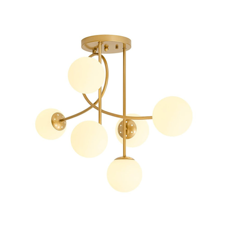 Farmhouze Light - Mid - Century Frosted Glass Globe Scroll Sputnik Ceiling Light - Ceiling Light - Brass - 