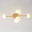 Load image into Gallery viewer, Farmhouze Light - Mid - Century Frosted Glass Globe Scroll Sputnik Ceiling Light - Ceiling Light - Brass - 
