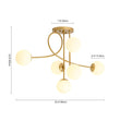 Load image into Gallery viewer, Farmhouze Light - Mid - Century Frosted Glass Globe Scroll Sputnik Ceiling Light - Ceiling Light - Brass - 
