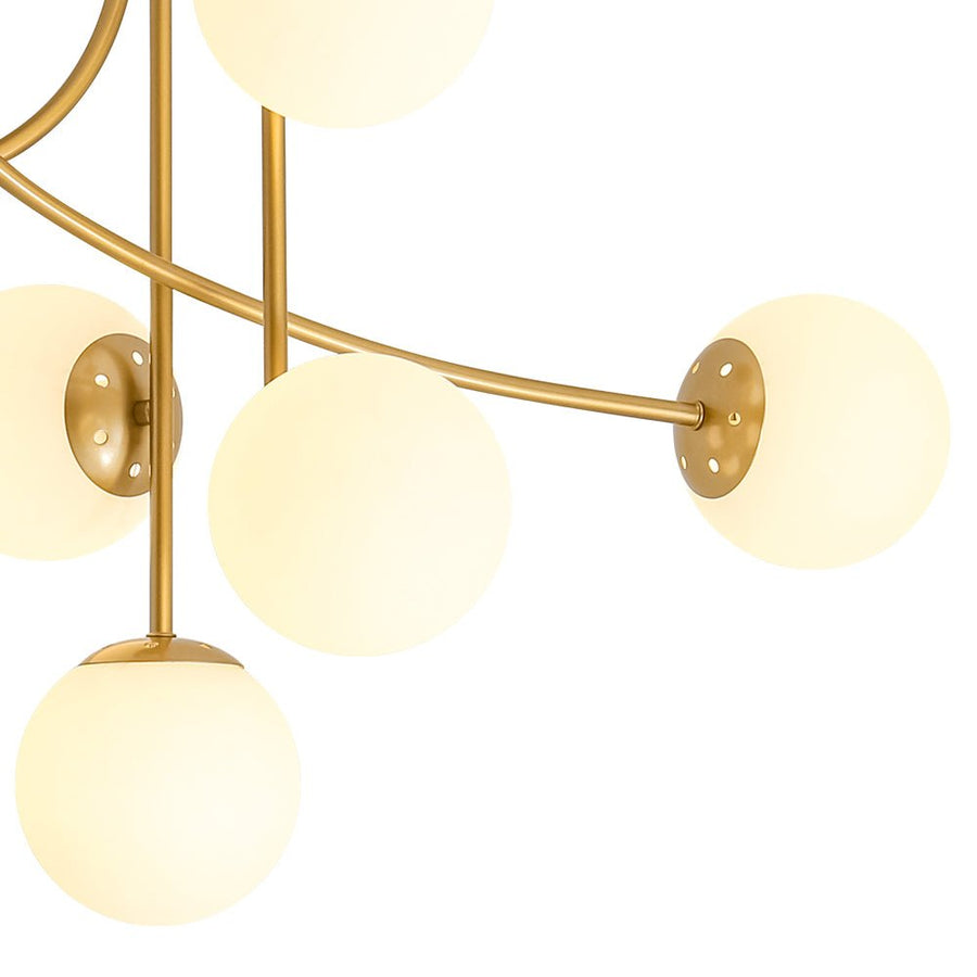Farmhouze Light - Mid - Century Frosted Glass Globe Scroll Sputnik Ceiling Light - Ceiling Light - Brass - 