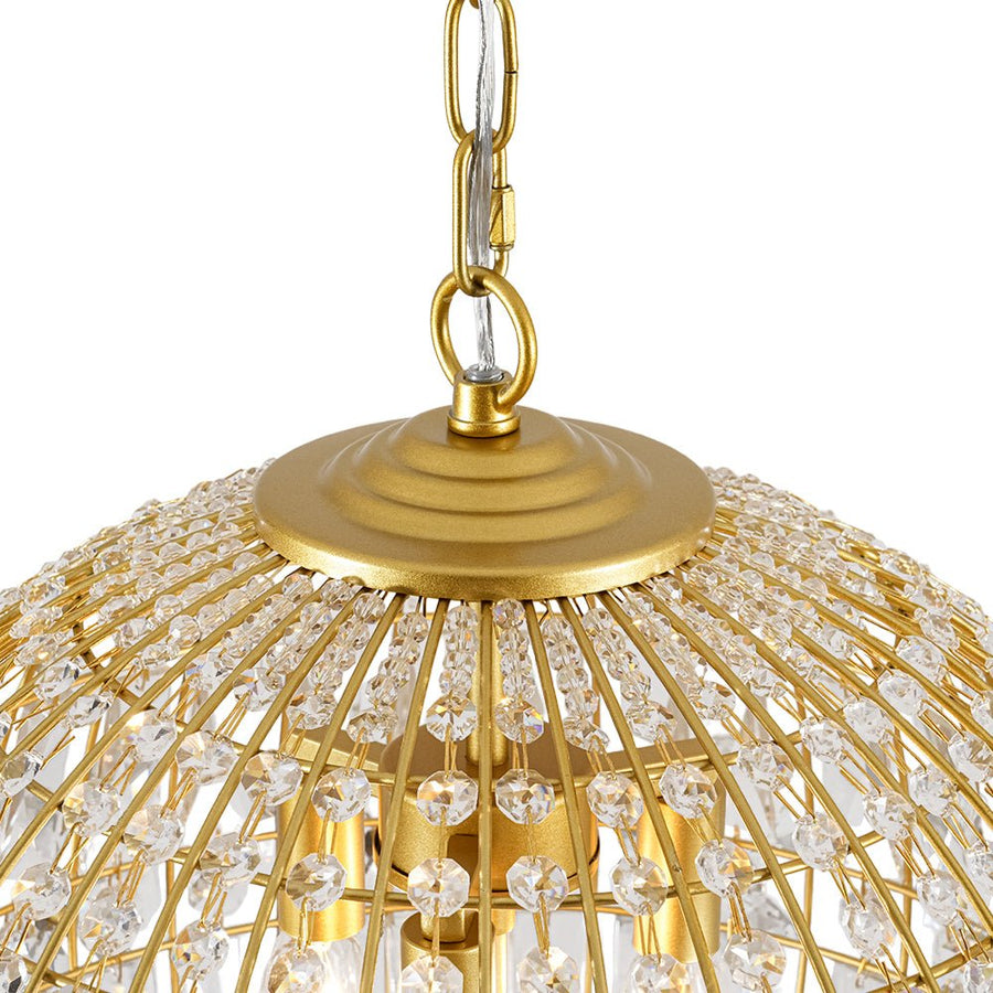 Farmhouze Light - Mid - Century Glam Gold Flower Accented Crystal Orb Chandelier - Chandelier - 18 in. - 