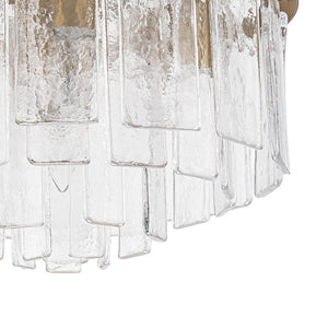 Farmhouze Light - Mid - Century Glam Tiered Water Textured Glass Chandelier - Chandelier - Brass - 