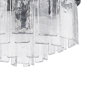 Farmhouze Light - Mid - Century Glam Tiered Water Textured Glass Chandelier - Chandelier - Brass - 