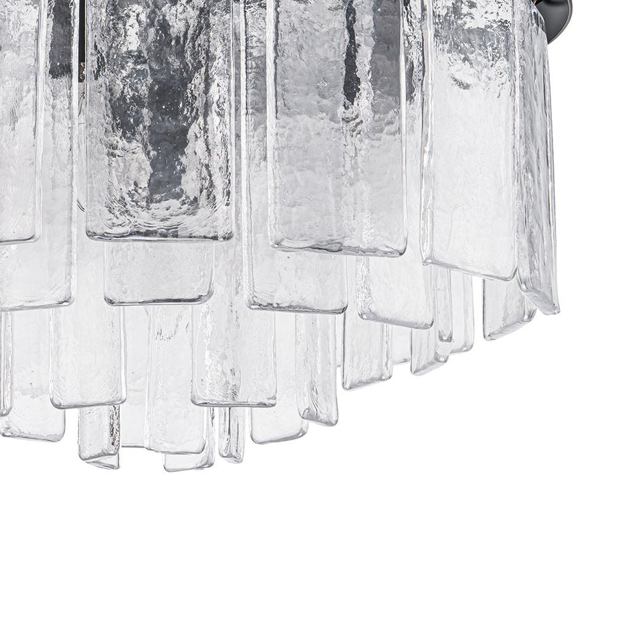 Farmhouze Light - Mid - Century Layered Textured Glass Round Ceiling Light - Chandelier - Brass - 