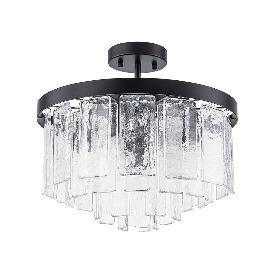 Farmhouze Light - Mid - Century Layered Textured Glass Round Ceiling Light - Chandelier - Brass - 