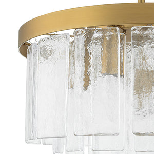 Farmhouze Light - Mid - Century Layered Textured Glass Round Ceiling Light - Chandelier - Brass - 