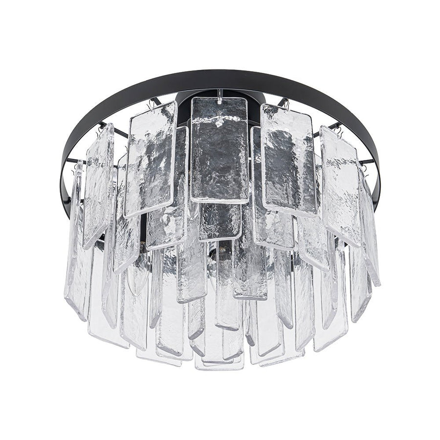 Farmhouze Light - Mid - Century Layered Textured Glass Round Ceiling Light - Chandelier - Brass - 