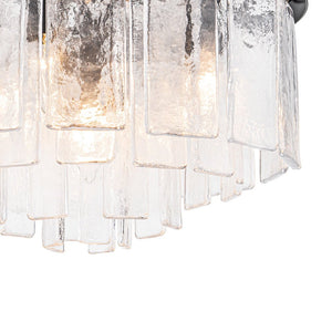 Farmhouze Light - Mid - Century Layered Textured Glass Round Ceiling Light - Chandelier - Brass - 