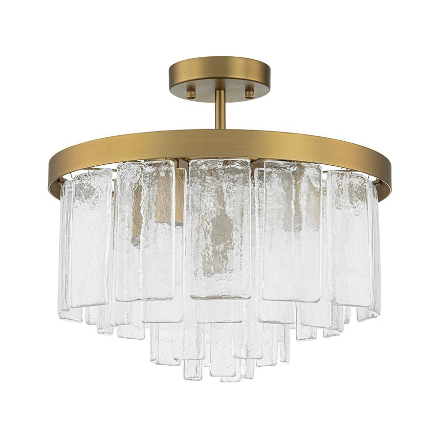 Farmhouze Light - Mid - Century Layered Textured Glass Round Ceiling Light - Chandelier - Brass - 