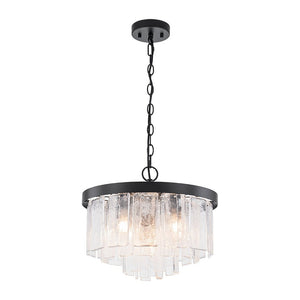 Farmhouze Light - Mid - Century Layered Textured Glass Round Ceiling Light - Chandelier - Brass - 