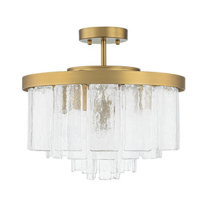 Farmhouze Light - Mid - Century Layered Textured Glass Round Ceiling Light - Chandelier - Brass - 