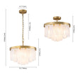 Load image into Gallery viewer, Farmhouze Light - Mid - Century Layered Textured Glass Round Ceiling Light - Chandelier - Nickel - 
