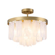 Load image into Gallery viewer, Farmhouze Light - Mid - Century Layered Textured Glass Round Ceiling Light - Chandelier - Nickel - 
