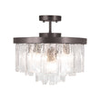 Load image into Gallery viewer, Farmhouze Light-Mid-Century Layered Textured Glass Round Ceiling Light-Chandelier-Nickel-
