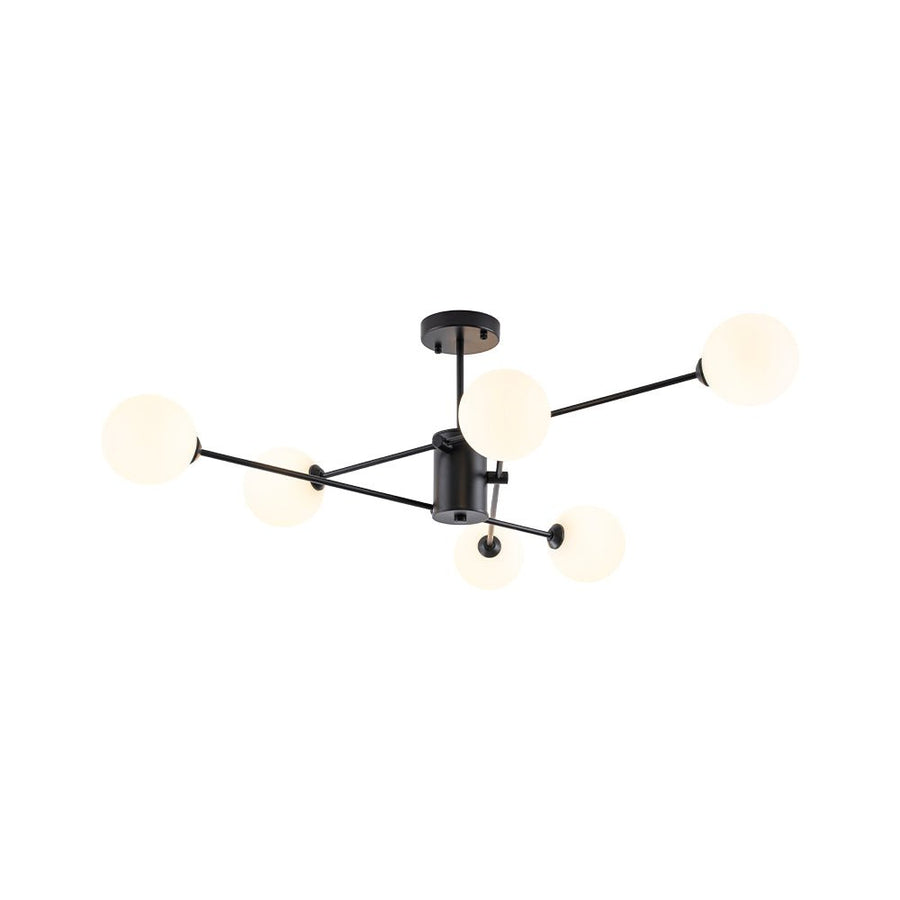 Farmhouze Light - Mid - Century Linear Frosted Glass Globe Sputnik Ceiling Light - Ceiling Light - Black - 