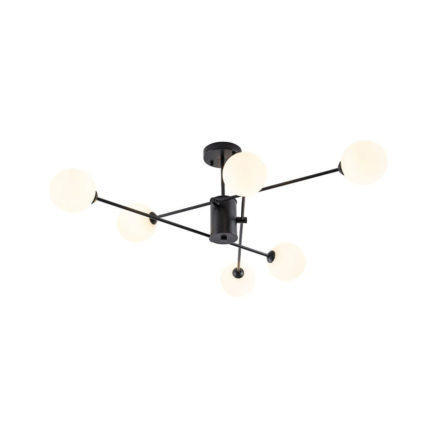 Farmhouze Light - Mid - Century Linear Frosted Glass Globe Sputnik Ceiling Light - Ceiling Light - Black - 