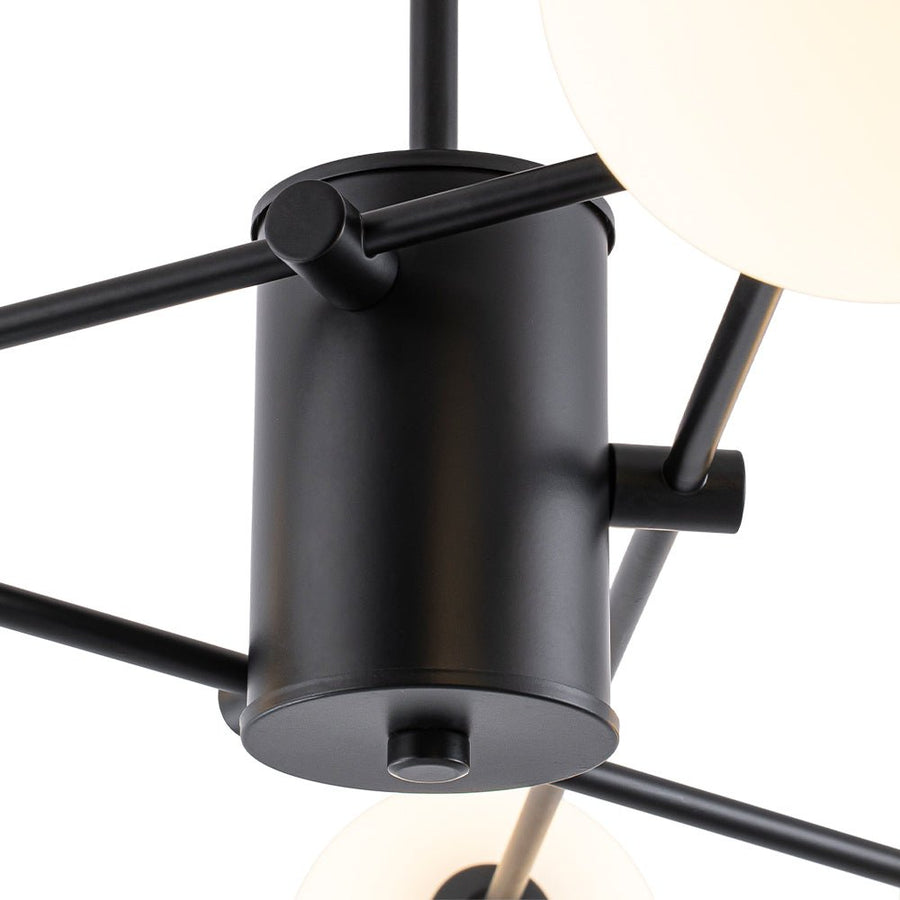 Farmhouze Light - Mid - Century Linear Frosted Glass Globe Sputnik Ceiling Light - Ceiling Light - Black - 