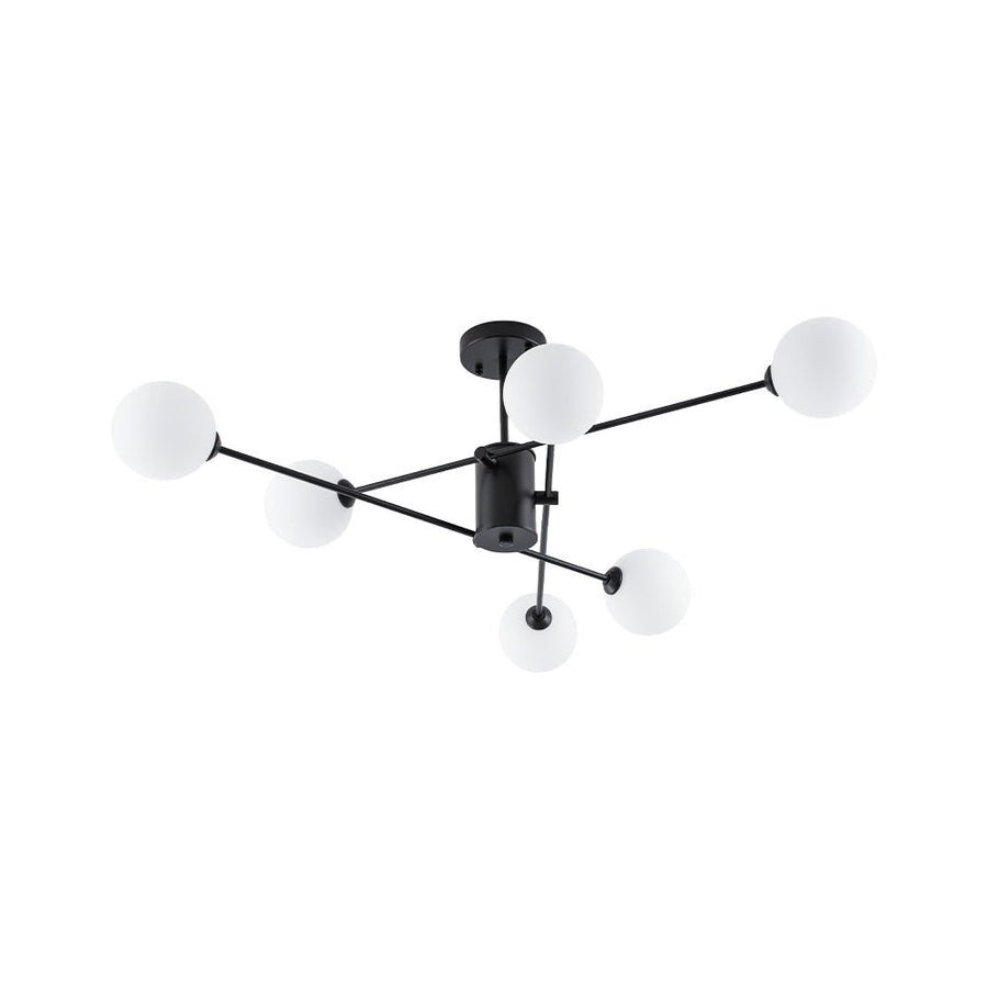 Farmhouze Light - Mid - Century Linear Frosted Glass Globe Sputnik Ceiling Light - Ceiling Light - Black - 
