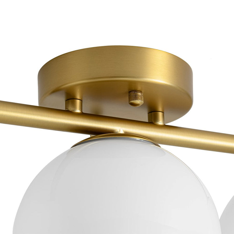 Farmhouze Light - Mid - Century Linear Milky White Glass Globe Ceiling Light - Ceiling Light - Brass - 