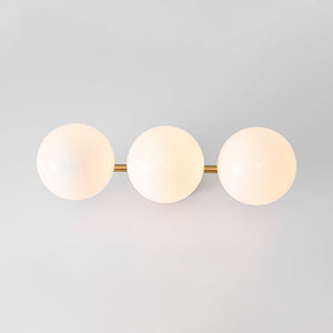 Farmhouze Light - Mid - Century Linear Milky White Glass Globe Ceiling Light - Ceiling Light - Brass - 