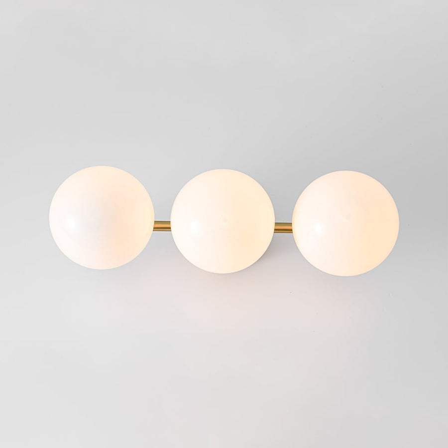 Farmhouze Light - Mid - Century Linear Milky White Glass Globe Ceiling Light - Ceiling Light - Brass - 