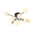 Load image into Gallery viewer, Farmhouze Light - Mid - Century Milky Glass Bubble Sputnik Semi Flush Mount - Ceiling Light - Black + Brass - 
