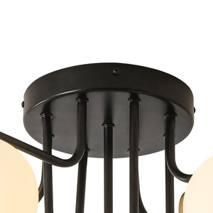 Farmhouze Light - Mid - Century Milky Glass Bubble Sputnik Semi Flush Mount - Ceiling Light - Black + Brass - 