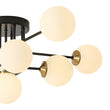 Load image into Gallery viewer, Farmhouze Light - Mid - Century Milky Glass Bubble Sputnik Semi Flush Mount - Ceiling Light - Black + Brass - 
