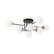 Load image into Gallery viewer, Farmhouze Light - Mid - Century Milky Glass Bubble Sputnik Semi Flush Mount - Ceiling Light - Black + Brass - 
