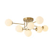 Load image into Gallery viewer, Farmhouze Light - Mid - Century Milky Glass Bubble Sputnik Semi Flush Mount - Ceiling Light - Brass - 
