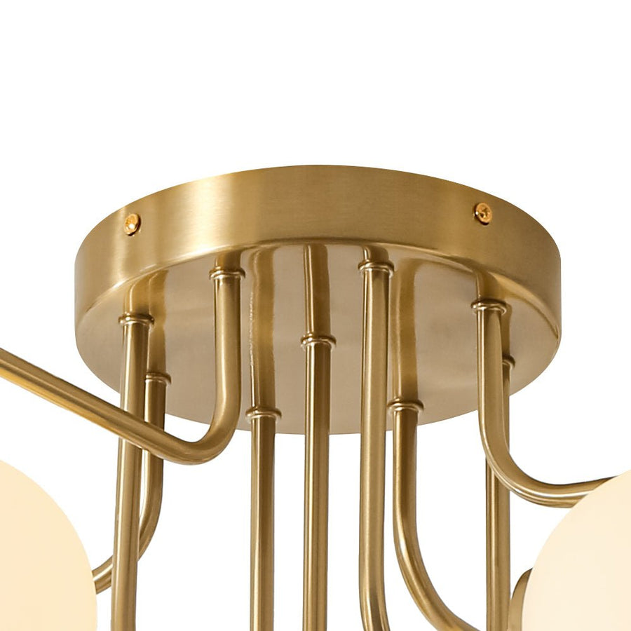 Farmhouze Light - Mid - Century Milky Glass Bubble Sputnik Semi Flush Mount - Ceiling Light - Brass - 
