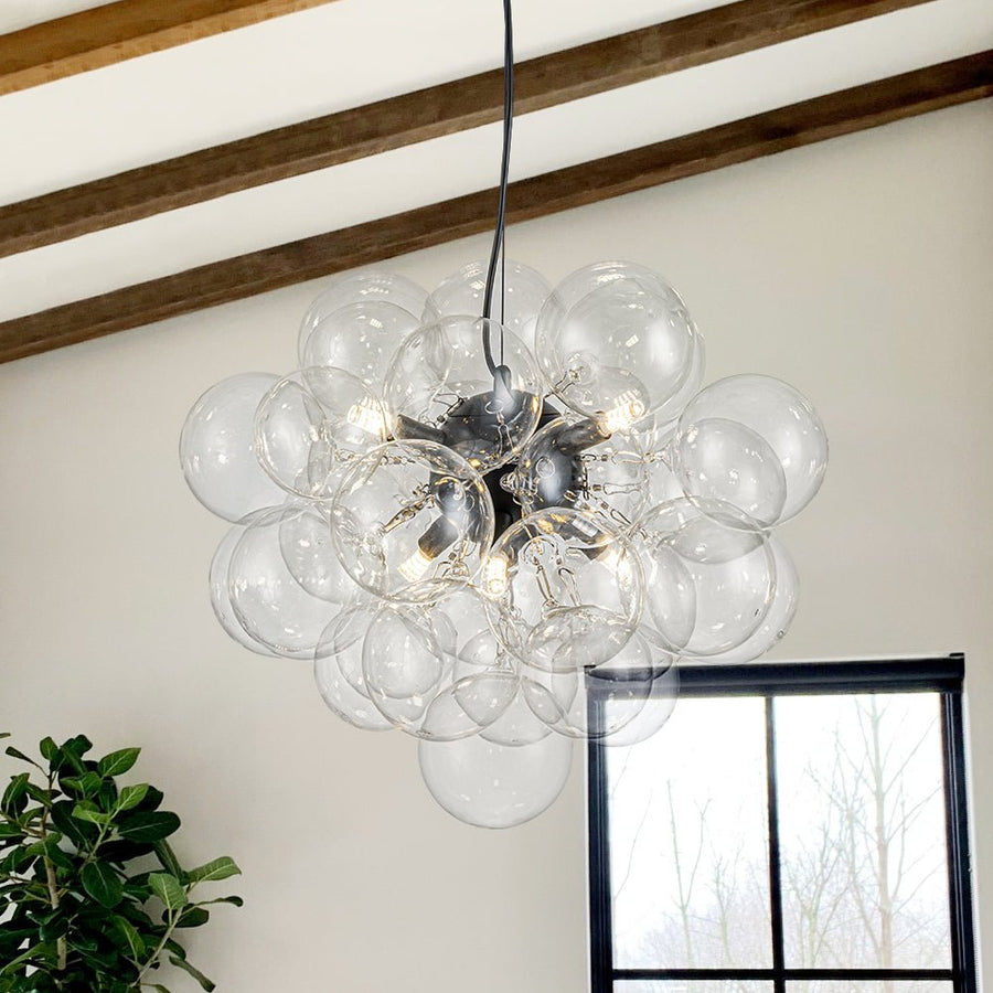 Farmhouze Light - Mid - Century Modern Brass Glass Globe Bubble Chandelier - Chandelier - Black - 