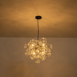 Farmhouze Light - Mid - Century Modern Brass Glass Globe Bubble Chandelier - Chandelier - Black - 