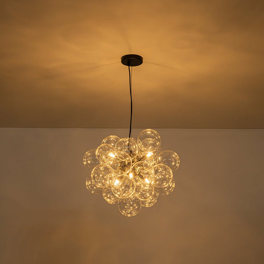 Farmhouze Light - Mid - Century Modern Brass Glass Globe Bubble Chandelier - Chandelier - Black - 