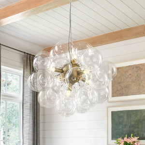 Farmhouze Light - Mid - Century Modern Brass Glass Globe Bubble Chandelier - Chandelier - Brass - 