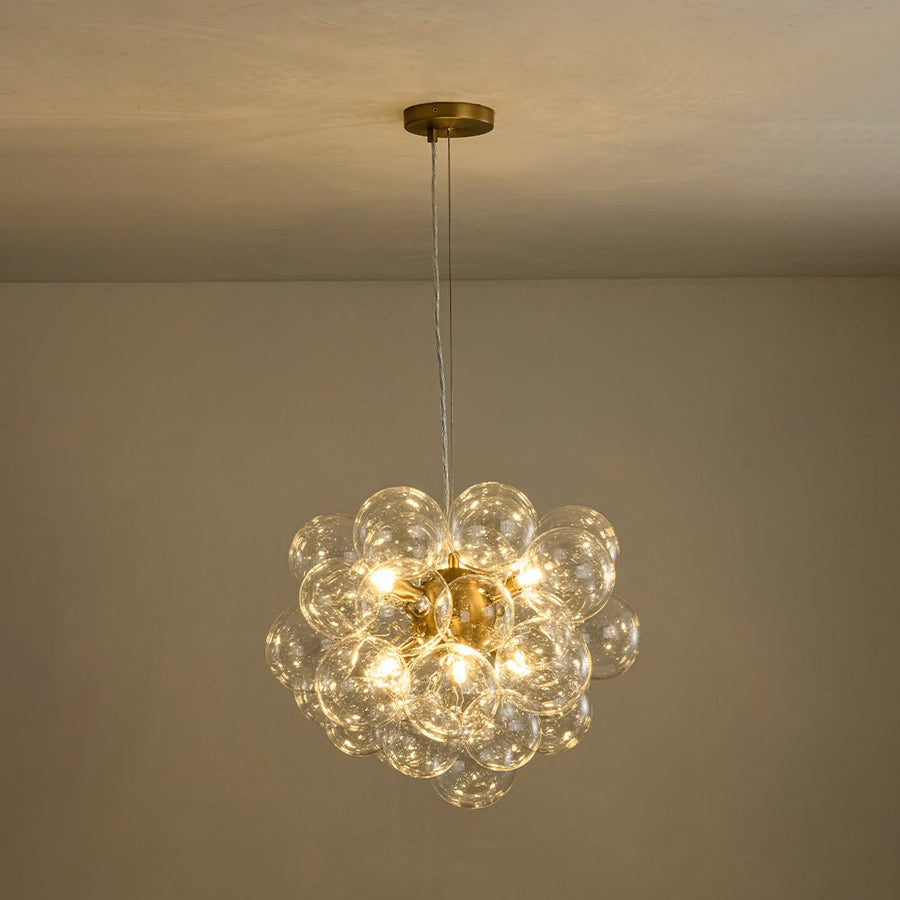 Farmhouze Light - Mid - Century Modern Brass Glass Globe Bubble Chandelier - Chandelier - Brass - 