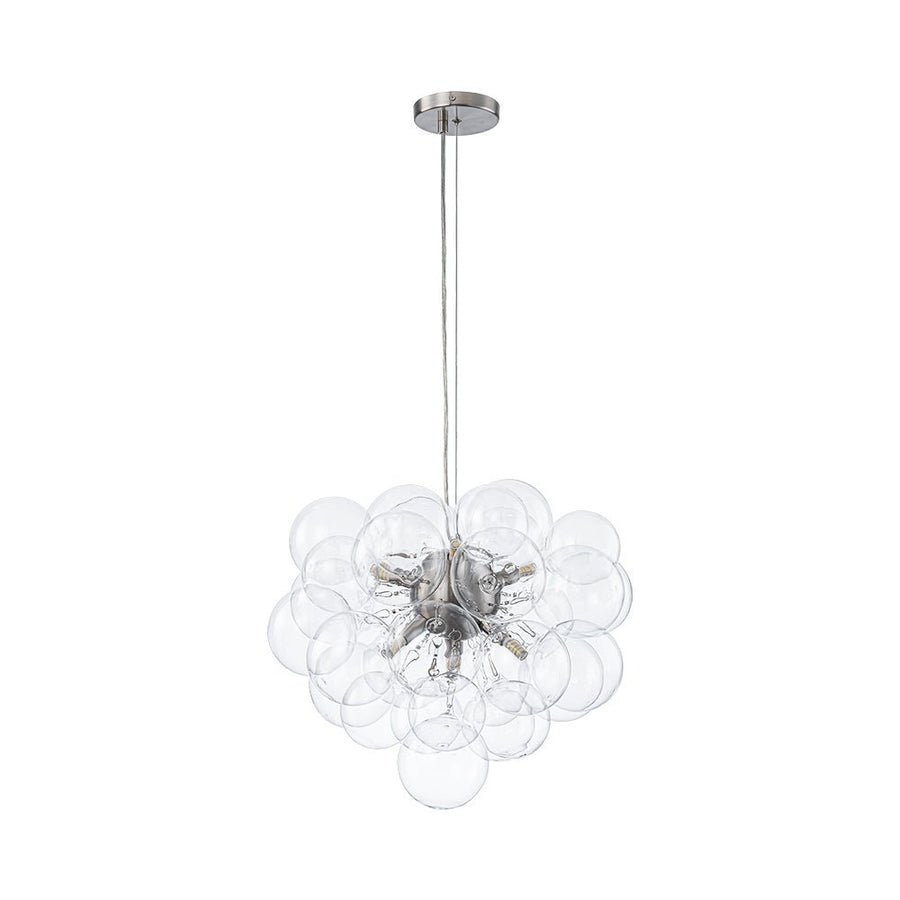 Farmhouze Light - Mid - Century Modern Brass Glass Globe Bubble Chandelier - Chandelier - Nickel - 