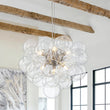 Load image into Gallery viewer, Farmhouze Light - Mid - Century Modern Brass Glass Globe Bubble Chandelier - Chandelier - Nickel - 
