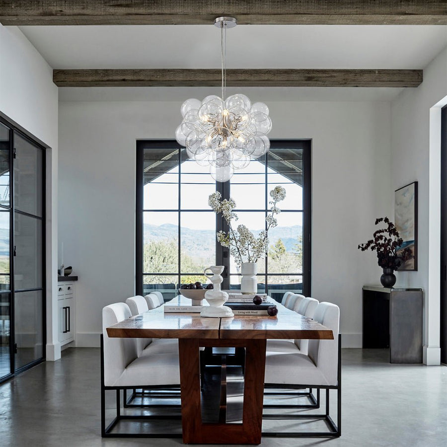 Farmhouze Light - Mid - Century Modern Brass Glass Globe Bubble Chandelier - Chandelier - Nickel - 