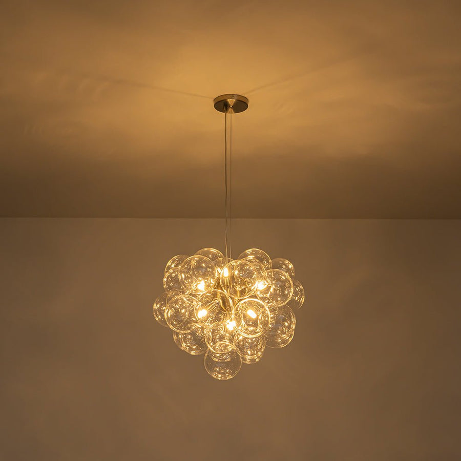 Farmhouze Light - Mid - Century Modern Brass Glass Globe Bubble Chandelier - Chandelier - Nickel - 