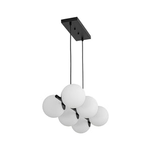 Farmhouze Light - Mid - century Modern Frosted Glass Bubble Island Chandelier - Chandelier - Black - 