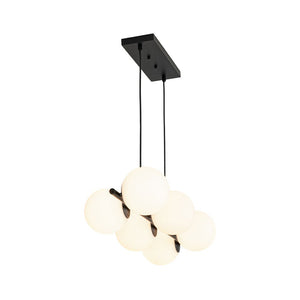 Farmhouze Light - Mid - century Modern Frosted Glass Bubble Island Chandelier - Chandelier - Black - 