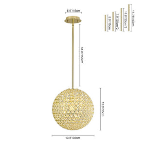 Farmhouze Light - Mid - Century Modern Luxe Gold Crystal Sphere Chandelier - Chandelier - Gold - 