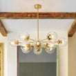 Load image into Gallery viewer, Farmhouze Light - Mid - Century Reeded Glass Bubble Brass Tiered Sputnik Chandelier - Chandelier - 12 - Light/Brass - 
