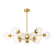 Load image into Gallery viewer, Farmhouze Light - Mid - Century Reeded Glass Bubble Brass Tiered Sputnik Chandelier - Chandelier - 12 - Light/Brass - 
