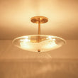Load image into Gallery viewer, Farmhouze Light - Mid - Century Round Saucer Wide Glass Semi Flush Ceiling Light - Ceiling Light - Brass - 
