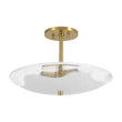 Load image into Gallery viewer, Farmhouze Light - Mid - Century Round Saucer Wide Glass Semi Flush Ceiling Light - Ceiling Light - Brass - 
