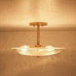 Load image into Gallery viewer, Farmhouze Light - Mid - Century Round Saucer Wide Glass Semi Flush Ceiling Light - Ceiling Light - Brass - 

